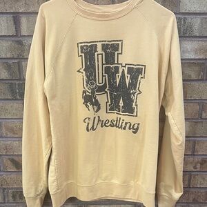 Women's Cream UW Wrestling Graphic Crewneck Sweatshirt